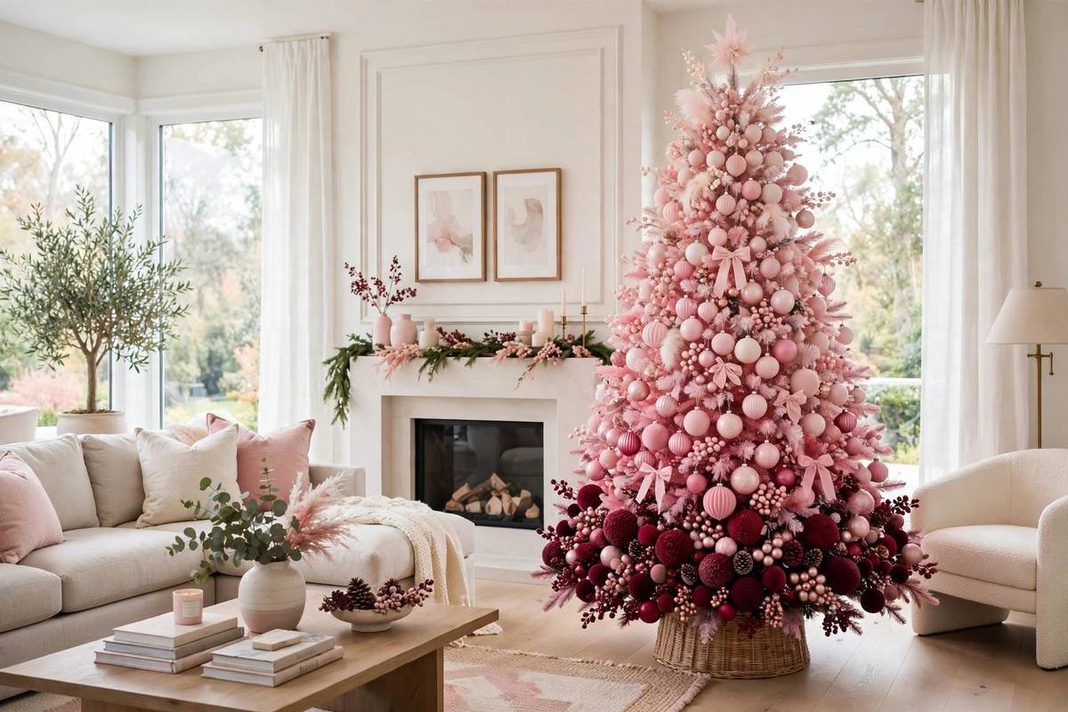 Ombre pink Christmas tree