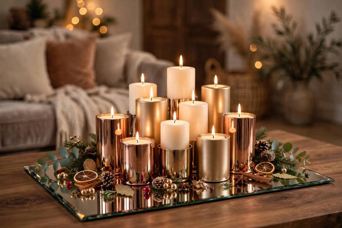 Rose gold candle cluster
