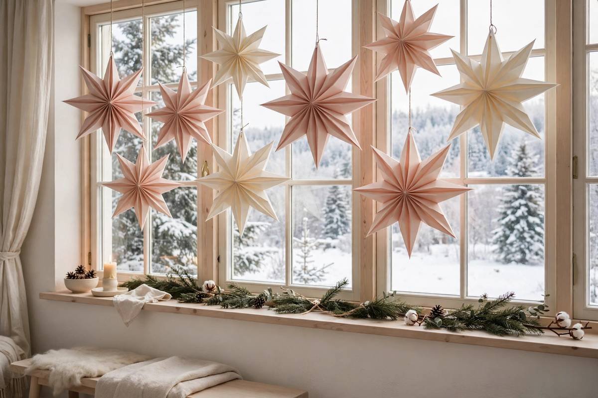 Pink paper star lanterns